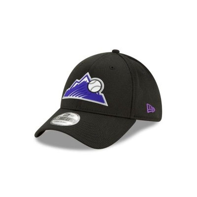 Colorado Rockies Gorra | New Era MLB Clubhouse Collection 39thirty Stretch Fit Cap Mexico - Negros